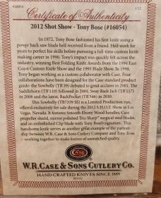 2012 Case Tony Bose S.H.O.T. Show Exclusive Ebony Sowbelly
