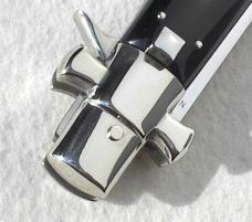 NEW AGA CAMPOLIN 11" ( BLACK WIDOW ) BLACK HORN WITH MOTHER OF PEARL INLAYS, 5MM BLADE MANIAGO ITALY