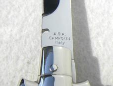 NEW AGA CAMPOLIN 11" ( BLACK WIDOW ) BLACK HORN WITH MOTHER OF PEARL INLAYS, 5MM BLADE MANIAGO ITALY