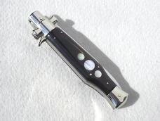 NEW AGA CAMPOLIN 11" ( BLACK WIDOW ) BLACK HORN WITH MOTHER OF PEARL INLAYS, 5MM BLADE MANIAGO ITALY