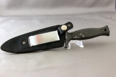FROST CUTLERY (JAPAN) Boot Knife, Texas Toothpick Etch, Original Leather Sheath, Free Shipping