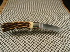 SCHRADE UNCLE HENRY 5UH BRUIN STAG DELRIN VINTAGE MINT USA LOCKBACK KNIFE WITH SCHRADE TOOLED SHEATH