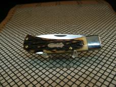 SCHRADE UNCLE HENRY 5UH BRUIN STAG DELRIN VINTAGE MINT USA LOCKBACK KNIFE WITH SCHRADE TOOLED SHEATH