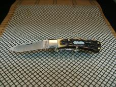 SCHRADE UNCLE HENRY 5UH BRUIN STAG DELRIN VINTAGE MINT USA LOCKBACK KNIFE WITH SCHRADE TOOLED SHEATH