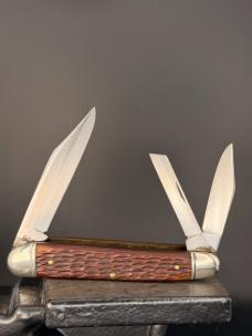 Schrade Walden USA Pocket Knife 804 Splitback  Carpenters Whittler Beautiful Brown Delrin Handles
