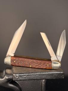 Schrade Walden USA Pocket Knife 804 Splitback  Carpenters Whittler Beautiful Brown Delrin Handles