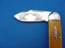Case Classic 62050 Brown Corn Cob Handle Elephant Toenail 1 of 9 With Dueling Elephant EtchKnife