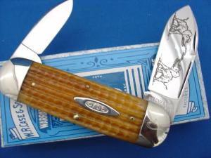 Case Classic 62050 Brown Corn Cob Handle Elephant Toenail 1 of 9 With Dueling Elephant EtchKnife