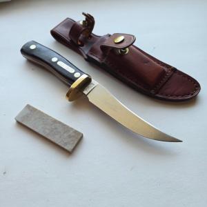 Vintage Schrade USA 160OT Mountain Lion Fixed Blade Knife Sheath Stone Sharp