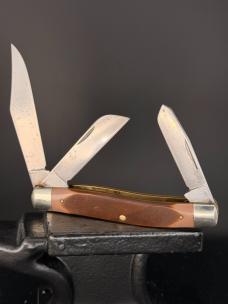 Schrade Old Timer USA 80T Pocket Knife 3 Blade Stockman Brown Delrin Great Snap