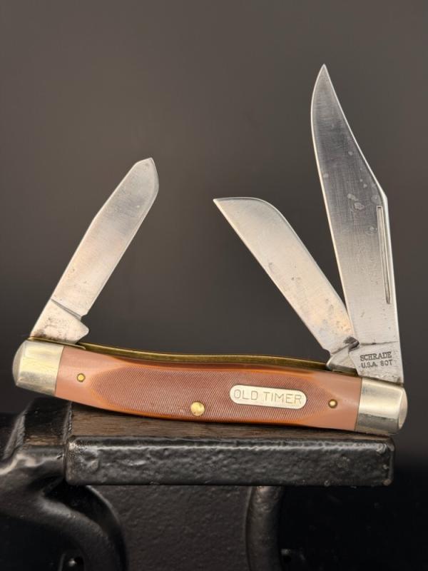 Schrade Old Timer USA 80T Pocket Knife 3 Blade Stockman Brown Delrin Great Snap Schrade Old Timer USA 80T Pocket Knife 3 Blade Stockman Brown Delrin Great Snap