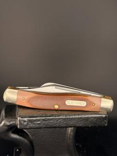 Schrade Old Timer USA 80T Pocket Knife 3 Blade Stockman Brown Delrin Great Snap