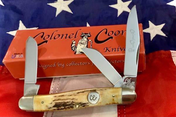 Colonel Coon (by Queen) Stockman Pocket Knife w/ Super Stag Handles -NOS Colonel Coon (by Queen) Stockman Pocket Knife w/ Super Stag Handles -NOS