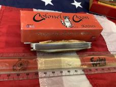 Colonel Coon (by Queen) Stockman Pocket Knife w/ Super Stag Handles -NOS