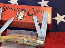 One of 200, Colonel Coon (by Queen) Medium Congress Knife w/ Super Stag Handles -NOS