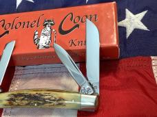 One of 200, Colonel Coon (by Queen) Medium Congress Knife w/ Super Stag Handles -NOS