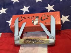One of 200, Colonel Coon (by Queen) Medium Congress Knife w/ Super Stag Handles -NOS