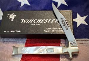1991 Winchester Folder Knife Mdl 1901 P w Great Mother of Pearl Handles
