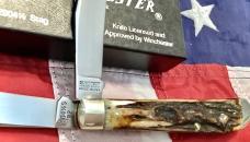 1988 Winchester Trapper Knife (Mdl# 2904 1/2 S) w/ Super Stag Handles -NOS in Orig box