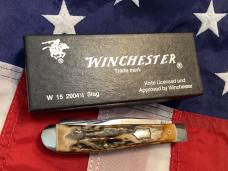 1988 Winchester Trapper Knife (Mdl# 2904 1/2 S) w/ Super Stag Handles -NOS in Orig box