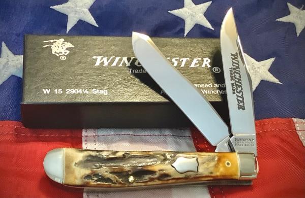 1988 Winchester Trapper Knife (Mdl# 2904 1/2 S) w/ Super Stag Handles -NOS in Orig box 1988 Winchester Trapper Knife (Mdl# 2904 1/2 S) w/ Super Stag Handles -NOS in Orig box