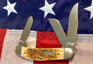 Case xx 2001 Sowbelly Stockman Knife Mdl TB 6339 SS w Great Antique Bone Handles - NOS