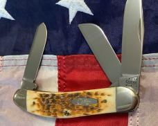 Case xx 2001 Sowbelly Stockman Knife Mdl# TB 6339 SS w/ Great Antique Bone Handles - NOS