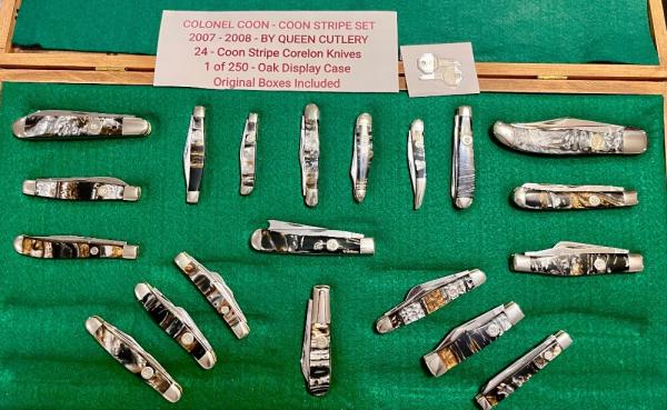 1 of 250 -Colonel Coon (by Queen) Set/Group of 20 w/ Prater Coon Stripe Handles -NOS in Orig boxes