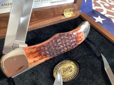 Case xx, 3 Knife set, Tiny Hunter, Mid Folder And Folding Hunter w/ Bone handles -NOS