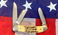 Case xx 2001 Sowbelly Stockman (Mdl# VTB6339 SS) w/ Vintage Bone Handles + Scrolled Bolsters -NOS