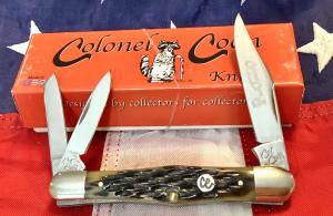 Colonel Coon by Queen Whittler Pocket Knife w Sweet Black Cherry Bone Handles -NOS amp 1 of 400