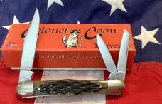 Colonel Coon (by Queen) Whittler Pocket Knife w/ Sweet Black Cherry Bone Handles -NOS & 1 of 400