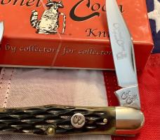 Colonel Coon (by Queen) Whittler Pocket Knife w/ Sweet Black Cherry Bone Handles -NOS & 1 of 400