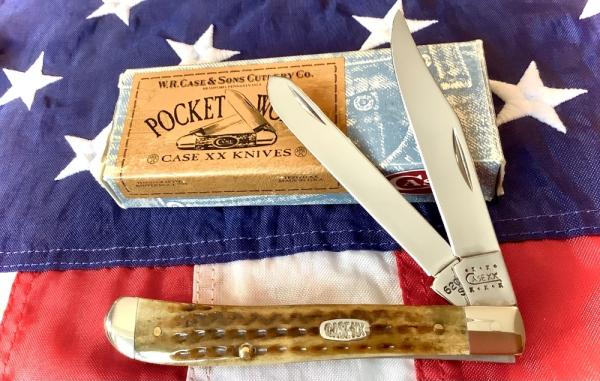 Case xx 2000 Slimline Trapper (Mdl# 62048 SS) w/ Fantastic Green Bone Handles -NOS Case xx 2000 Slimline Trapper (Mdl# 62048 SS) w/ Fantastic Green Bone Handles -NOS