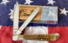 Case xx 2000 Slimline Trapper (Mdl# 62048 SS) w/ Fantastic Green Bone Handles -NOS