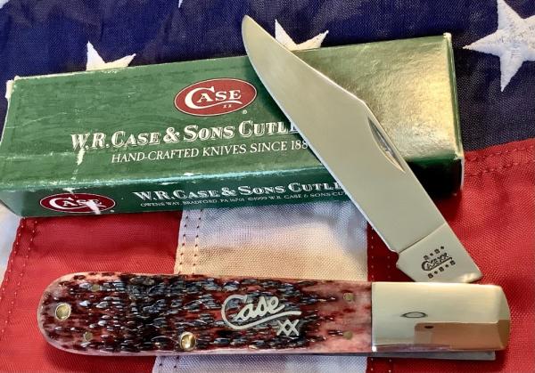 Case xx 2001 Big ole Grand Daddy Barlow (Mdl# 6143) w WOWZER Cranberry Bone Handles +Silver Script