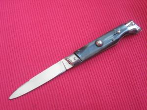 Vintage Italian INDIANA 8quot Slant Bolster HORN Switchblade Knife - NOS