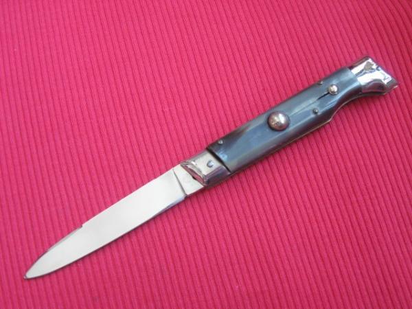 Vintage Italian INDIANA 8" Slant Bolster HORN Switchblade Knife - NOS