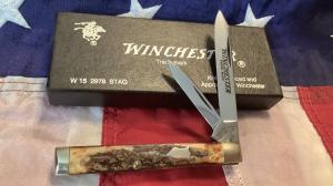 1991 Winchester GunStock Knife Mdl 2978 S w Great Stag Handles -NOS in Orig box