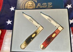 Case xx Cheetah Set Mdl 6111 12 SS w Red amp Green Bone Handles -NOS in Orig box