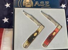 Case xx Cheetah Set (Mdl# 6111 1/2 SS) w/ Red & Green Bone Handles -NOS in Orig box