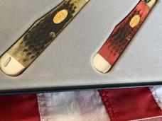 Case xx Cheetah Set (Mdl# 6111 1/2 SS) w/ Red & Green Bone Handles -NOS in Orig box
