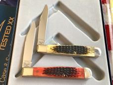 Case xx Cheetah Set (Mdl# 6111 1/2 SS) w/ Red & Green Bone Handles -NOS in Orig box