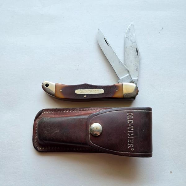 Vintage Schrade USA 25OT Old Timer Folding Hunter Knife 2-Blade w/ Leather Sheath Vintage Schrade USA 25OT Old Timer Folding Hunter Knife 2-Blade w/ Leather Sheath