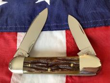 Robeson ShurEdge 1 of 100 Canoe Knife w/ Green Bone Handles -NOS in orig box & Minty 