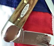 Robeson ShurEdge 1 of 100 Canoe Knife w/ Green Bone Handles -NOS in orig box & Minty 