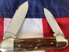 Robeson ShurEdge 1 of 100 Canoe Knife w/ Green Bone Handles -NOS in orig box & Minty 
