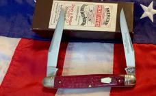One of 100, 2006 Schatt & Morgan Lg Muskrat Knife w/ Nice Burgendy Bone Handles -NOSin orig box