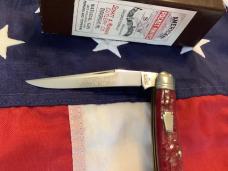 One of 100, 2006 Schatt & Morgan Lg Muskrat Knife w/ Nice Burgendy Bone Handles -NOSin orig box