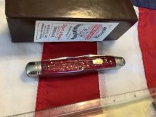 One of 100, 2006 Schatt & Morgan Lg Muskrat Knife w/ Nice Burgendy Bone Handles -NOSin orig box